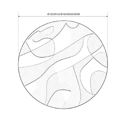Noria Round Rug for the Living Room and Bedroom, Organic Style, Graphite Grey – dimensions drawing