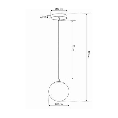 Lampa Orbitella wisząca kula w stylu nowoczesnym – rysunek z wymiarami