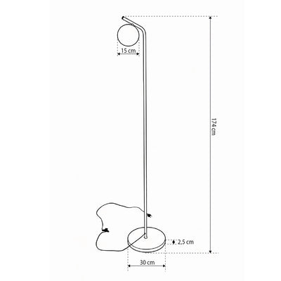 Orbitella Floor Lamp with Globe, Modern Style – dimensions drawing