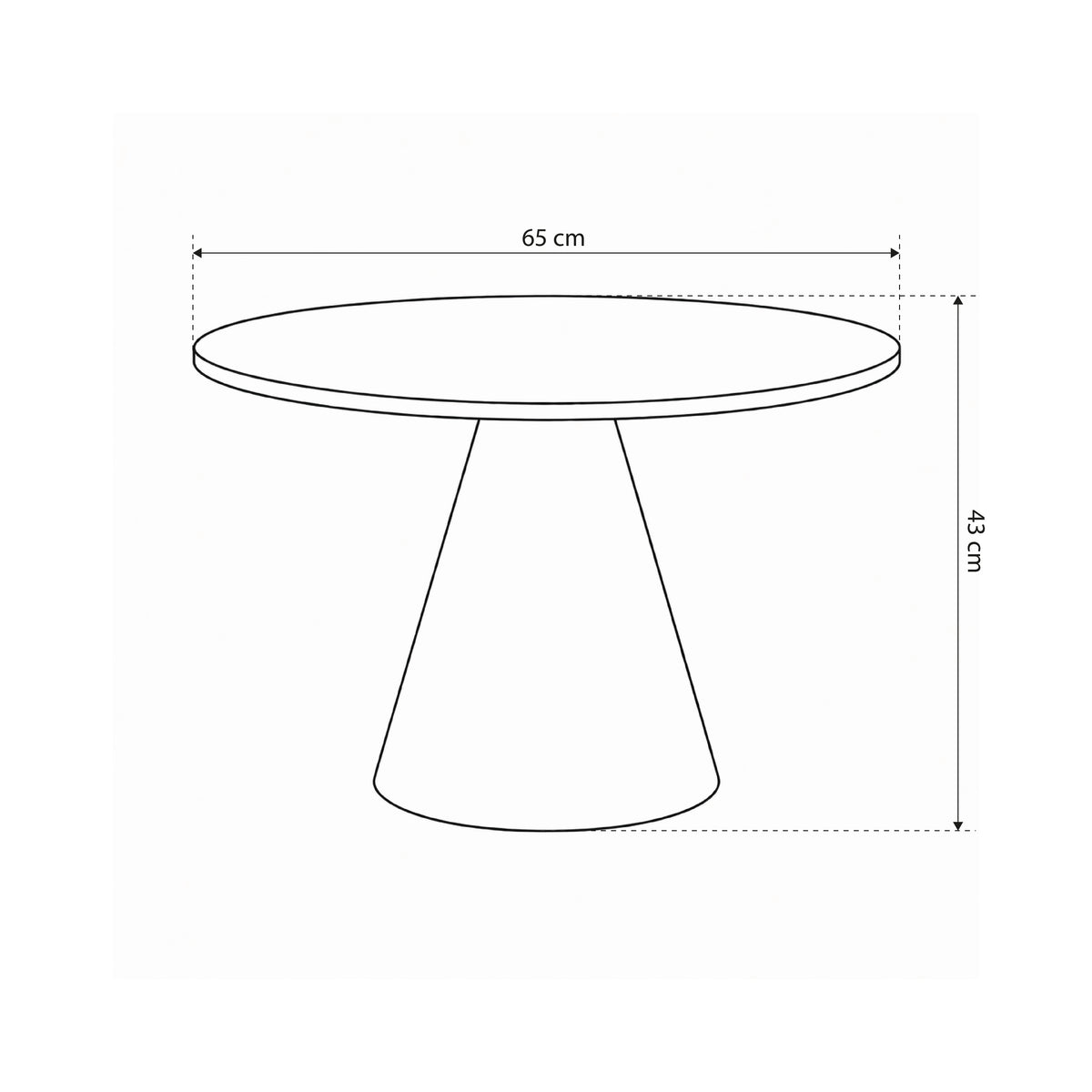 Talin Round Coffee Table Ø65 cm, Soft Loft Style – dimensions drawing
