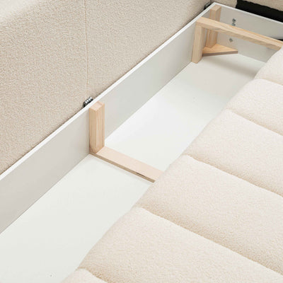 Sofa Baloa 3-osobowa z funkcją spania 144x200 w stylu skandynawskim – zbliżenie na detale i fakturę